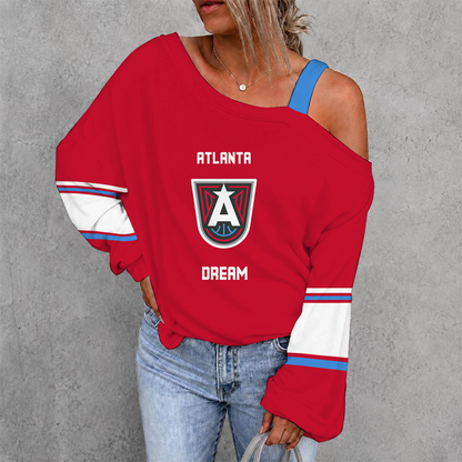 [HOOPS SPECIAL] NEW CUSTOMIZED WNBA01 ALD ATLANTA DREAM WOMEN'S OFF-SHOULDER LONG SLEEVE SHIRT