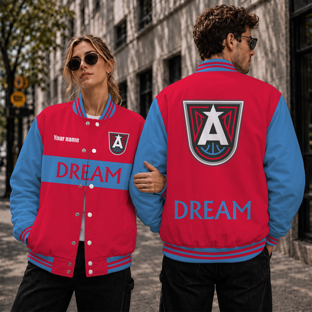 [HOOPS SPECIAL] NEW CUSTOMIZED WNBA01 ALD ATLANTA DREAM BASEBALL JACKET, SATIN VARSITY JACKET