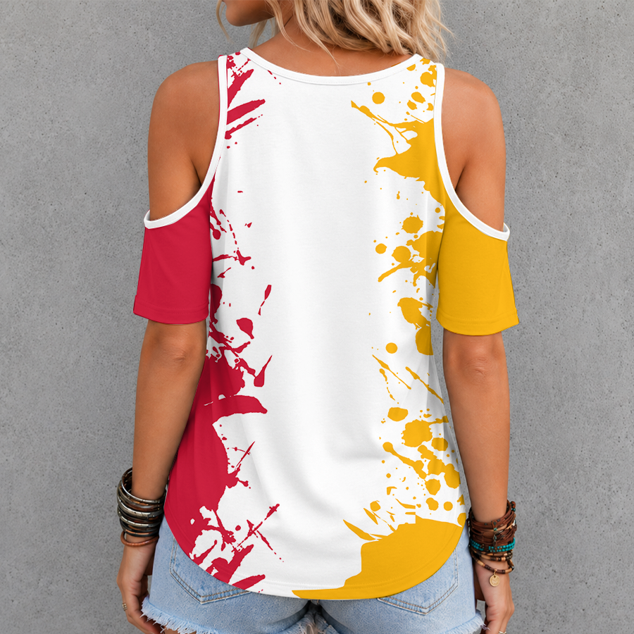 [TOUCHDOWN DEAL] NEW CUSTOMIZED NFL01 KCC KANSAS CITY CHIEFS CRISS CROSS V-NECK TOP