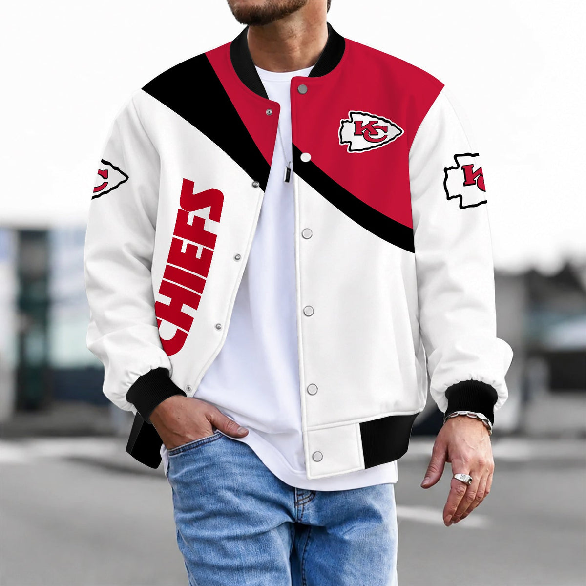 [TOUCHDOWN DEAL] NEW CUSTOMIZED NFL01 KCC KANSAS CITY CHIEFS SATIN VARSITY & BASEBALL JACKET