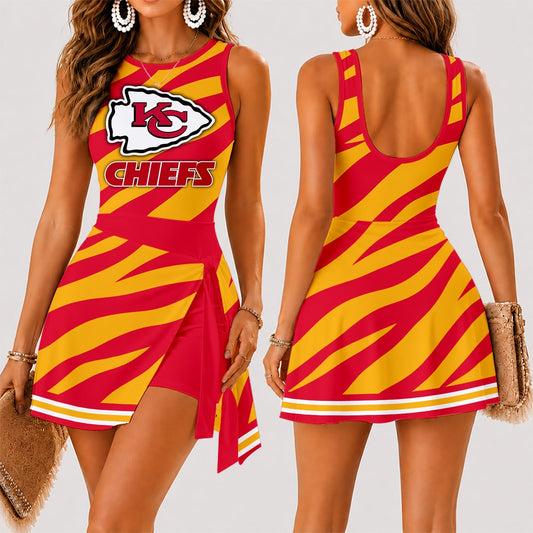 [TOUCHDOWN DEAL] NEW CUSTOMIZED NFL01 KCC KANSAS CITY CHIEFS WOMEN'S SUMMER SKORT DRESS
