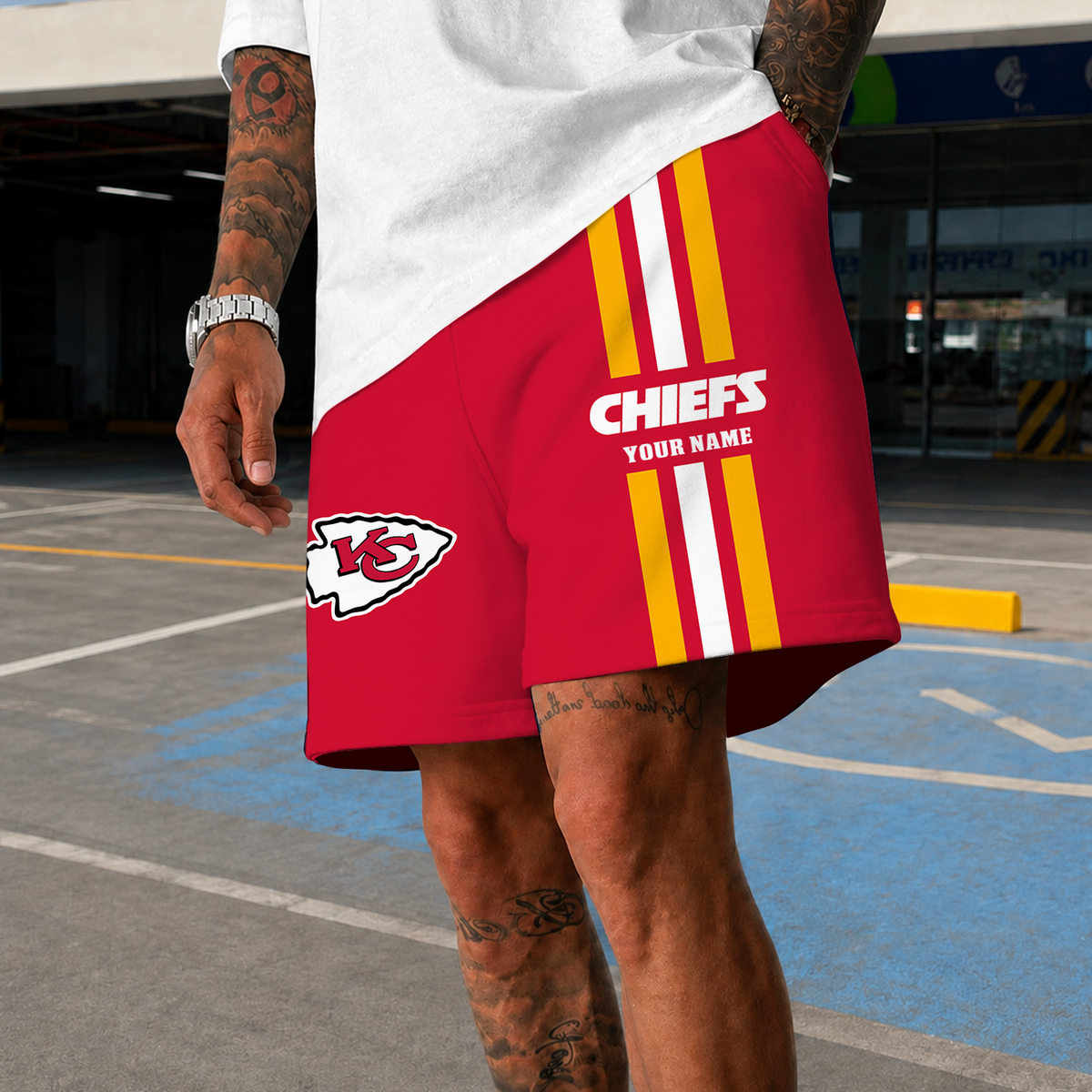 [TOUCHDOWN DEAL] NEW CUSTOMIZED NFL01 KCC KANSAS CITY CHIEFS SHORT PANTS