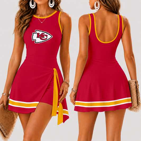 [TOUCHDOWN DEAL] NEW CUSTOMIZED NFL01 KCC KANSAS CITY CHIEFS WOMEN'S SUMMER SKORT DRESS