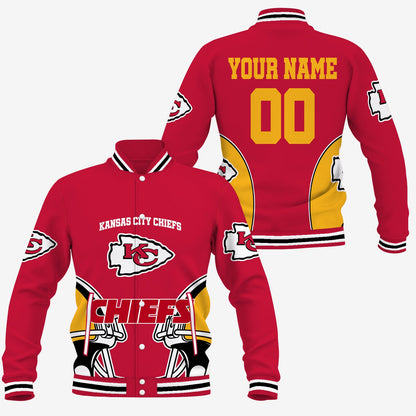 [TOUCHDOWN DEAL] NEW CUSTOMIZED NFL01 KCC KANSAS CITY CHIEFS SATIN VARSITY & BASEBALL JACKET