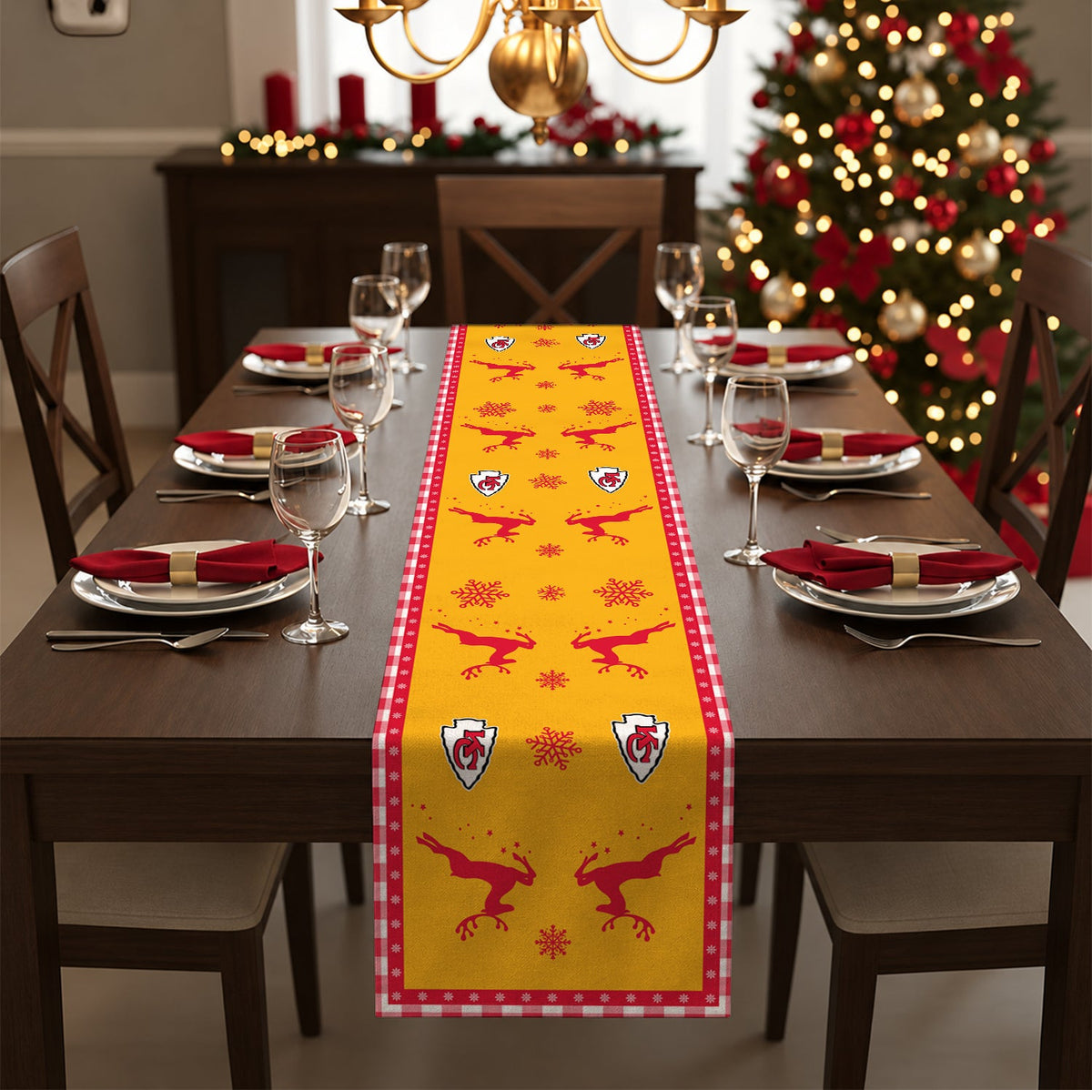 [TOUCHDOWN DEAL] NEW CUSTOMIZED NFL01 KCC KANSAS CITY CHIEFS TABLE RUNNER