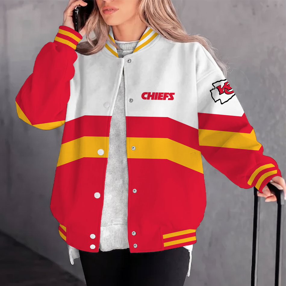 [TOUCHDOWN DEAL] NEW CUSTOMIZED NFL01 KCC KANSAS CITY CHIEFS SATIN VARSITY & BASEBALL JACKET