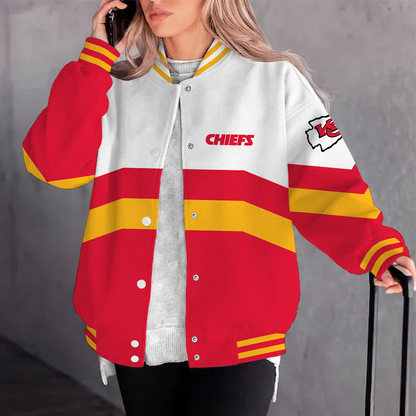 [TOUCHDOWN DEAL] NEW CUSTOMIZED NFL01 KCC KANSAS CITY CHIEFS SATIN VARSITY & BASEBALL JACKET