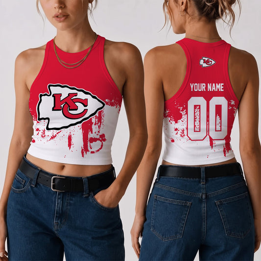 [TOUCHDOWN DEAL] NEW CUSTOMIZED NFL01 KCC THE CHIEFS WOMEN'S CROP TOP