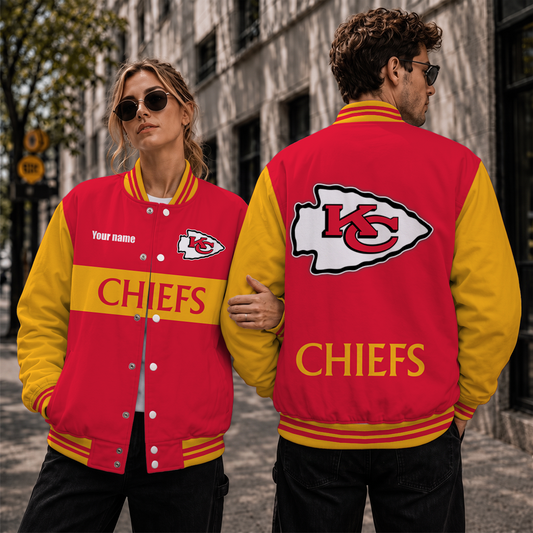 [TOUCHDOWN DEAL] NEW CUSTOMIZED NFL01 KCC KANSAS CITY CHIEFS SATIN VARSITY & BASEBALL JACKET
