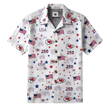 [TOUCHDOWN DEAL] NEW CUSTOMIZED NFL01 KCC KANSAS CITY CHIEFS PATRIOTIC 250 USA HAWAIIAN SHIRT