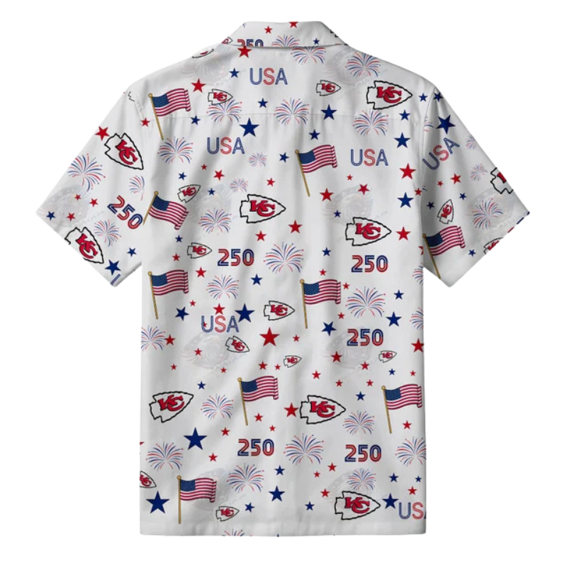 [TOUCHDOWN DEAL] NEW CUSTOMIZED NFL01 KCC KANSAS CITY CHIEFS PATRIOTIC 250 USA HAWAIIAN SHIRT