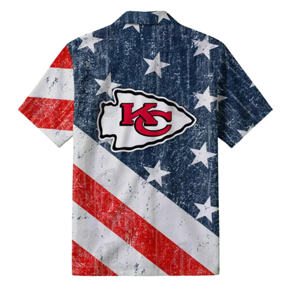 [TOUCHDOWN DEAL] NEW CUSTOMIZED NFL01 KCC KANSAS CITY CHIEFS PATRIOTIC 250 USA HAWAIIAN SHIRT
