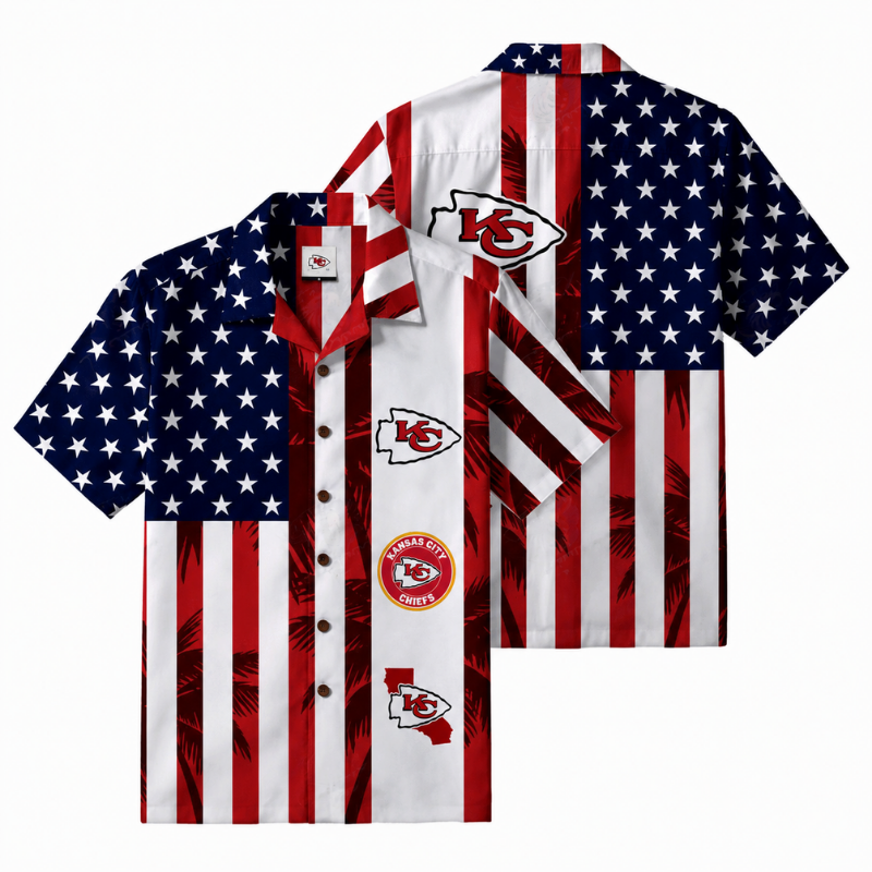 [TOUCHDOWN DEAL] NEW CUSTOMIZED NFL01 KCC KANSAS CITY CHIEFS PATRIOTIC 250 USA HAWAIIAN SHIRT