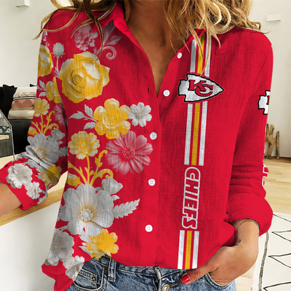 [TOUCHDOWN DEAL] NEW CUSTOMIZED NFL01 KCC KANSAS CITY CHIEFS WOMEN CASUAL SHIRT