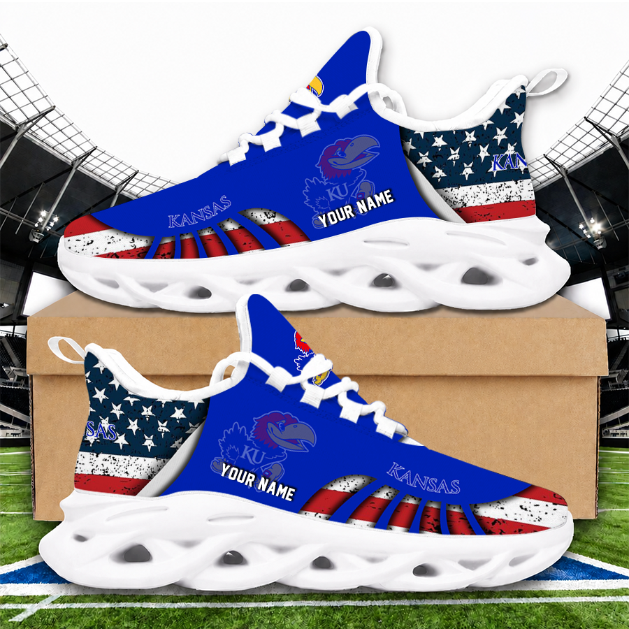 [SLAM DUNK DEAL] NEW CUSTOMIZED NCAA MAM01 KSJ KANSAS JAYHAWKS STRAPPY UNISEX CLUNKY SNEAKERS