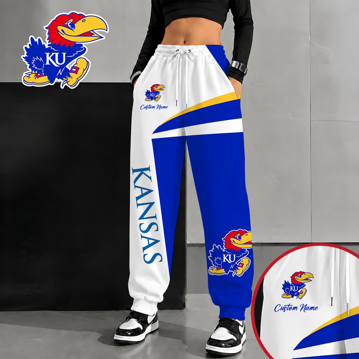 [SLAM DUNK DEAL] NEW CUSTOMIZED NCAA MAM01 KSJ KANSAS JAYHAWKS SWEATPANTS