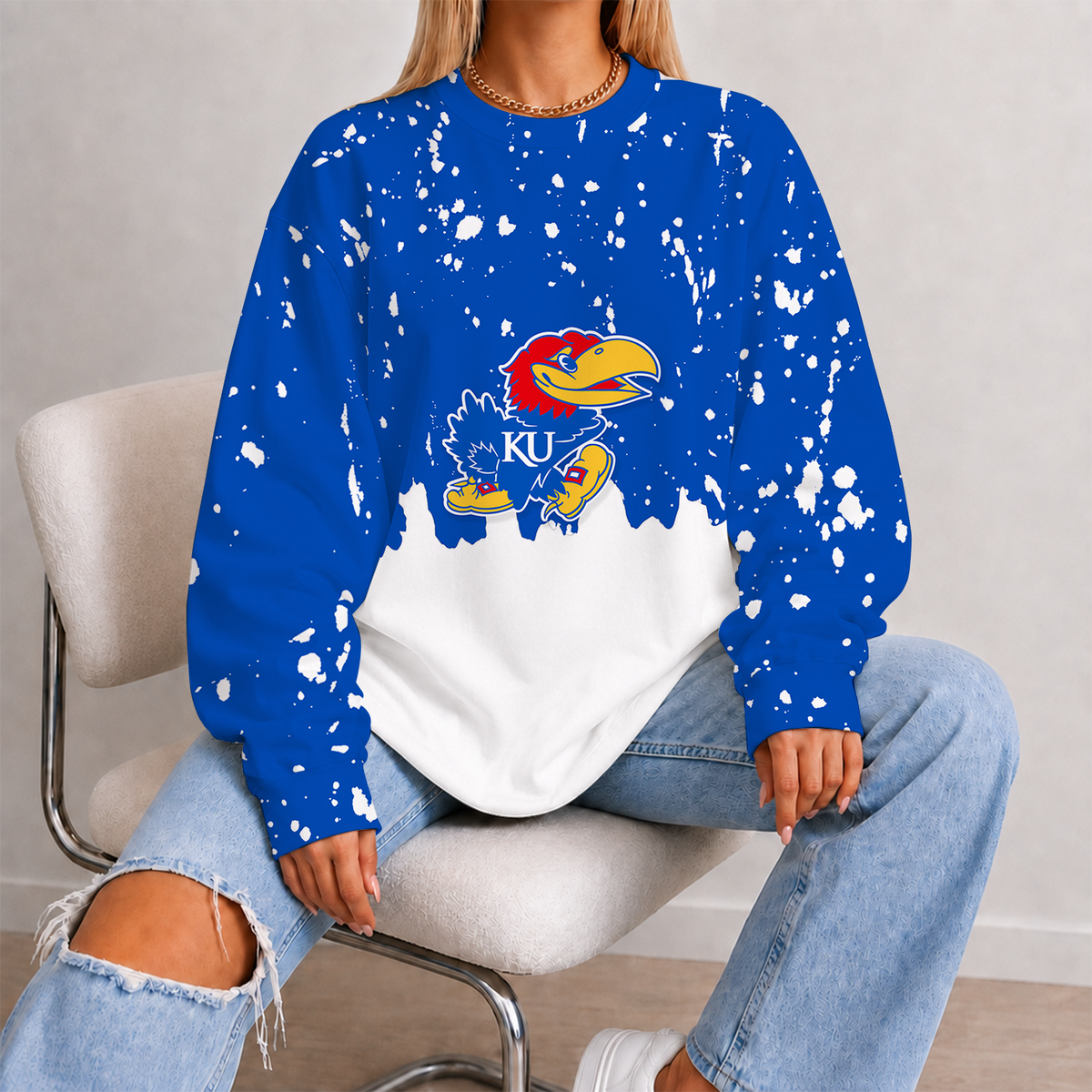 [SLAM DUNK DEAL] NEW CUSTOMIZED NCAA MAM01 KSJ KANSAS JAYHAWKS STRAPPY UNISEX SWEATSHIRT