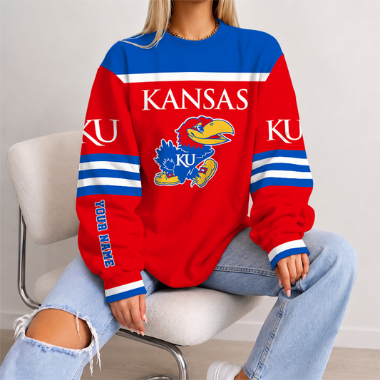 [SLAM DUNK DEAL] NEW CUSTOMIZED NCAA MAM01 KSJ KANSAS JAYHAWKS STRAPPY UNISEX SWEATSHIRT