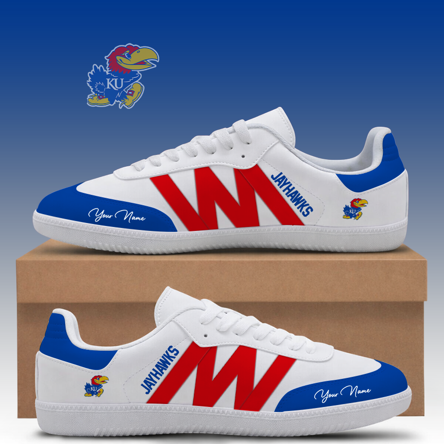 [SLAM DUNK DEAL] NEW CUSTOMIZED NCAA MAM01 KSJ KANSAS JAYHAWKS CLASSIC SNEAKERS
