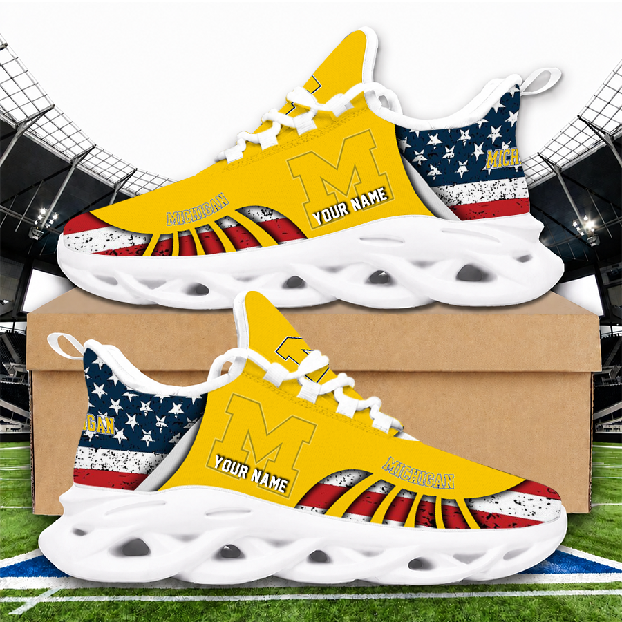 [HOMERUN DEAL] NEW CUSTOMIZED NCAA CWS01 MIW MICHIGAN WOLVERINES UNISEX CLUNKY SNEAKERS