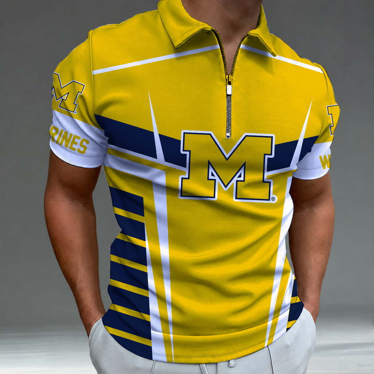 [FAN FAVORITE] NEW CUSTOMIZED NCAA CWS01 MIW MICHIGAN WOLVERINES POLO SHIRT