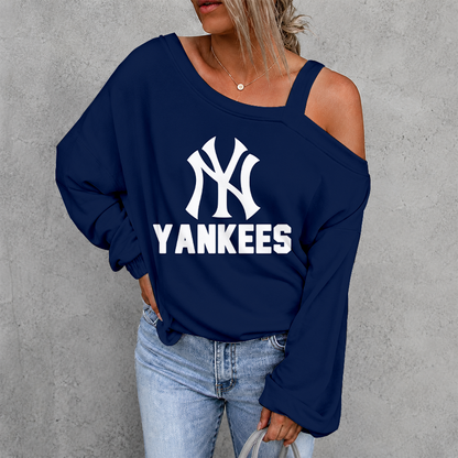 [HOMERUN DEAL] NEW CUSTOMIZED MLB01 NYY NEW YORK YANKEES WOMEN'S OFF-SHOULDER LONG SLEEVE SHIRT