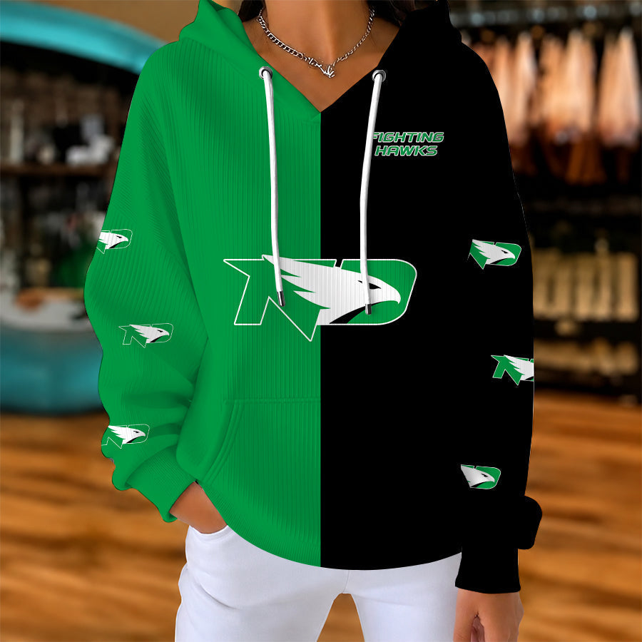[PUCK DROP DEAL] NEW CUSTOMIZED NCAA MFF01 NFH NORTH DAKOTA FIGHTING HAWKS RIBBED HOODIE & SWEATSHIRT