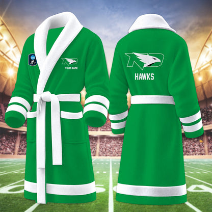 [PUCK DROP DEAL] NEW CUSTOMIZED NCAA MFF01 NFH NORTH DAKOTA FIGHTING HAWKS MULTICOLOR FLEECE BATHROBE