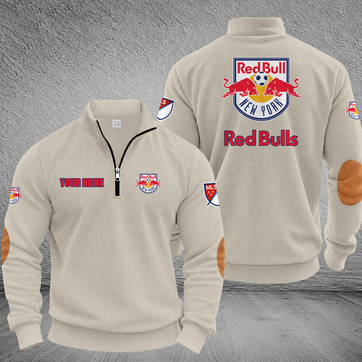 [GOAL DEAL] NEW CUSTOMIZED MLS01 NRB NEW YORK RED BULLS MULTICOLOR STRIPED QUATER ZIP SWEATSHIRT