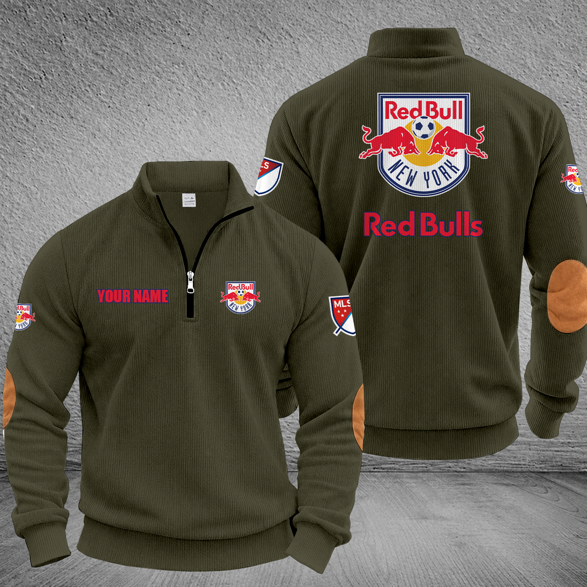 [GOAL DEAL] NEW CUSTOMIZED MLS01 NRB NEW YORK RED BULLS MULTICOLOR STRIPED QUATER ZIP SWEATSHIRT