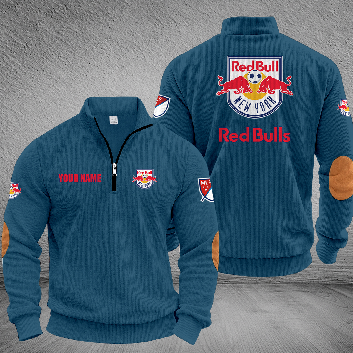 [GOAL DEAL] NEW CUSTOMIZED MLS01 NRB NEW YORK RED BULLS MULTICOLOR STRIPED QUATER ZIP SWEATSHIRT