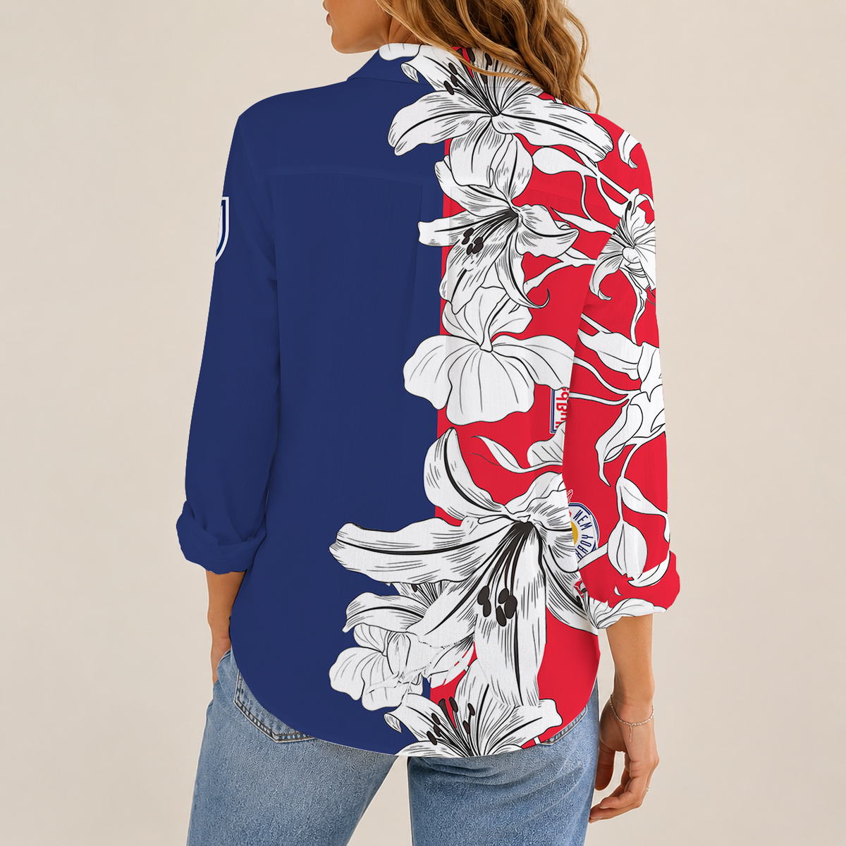 [GOAL DEAL] NEW CUSTOMIZED MLS01 NRB NEW YORK RED BULLS WOMEN CASUAL SHIRT