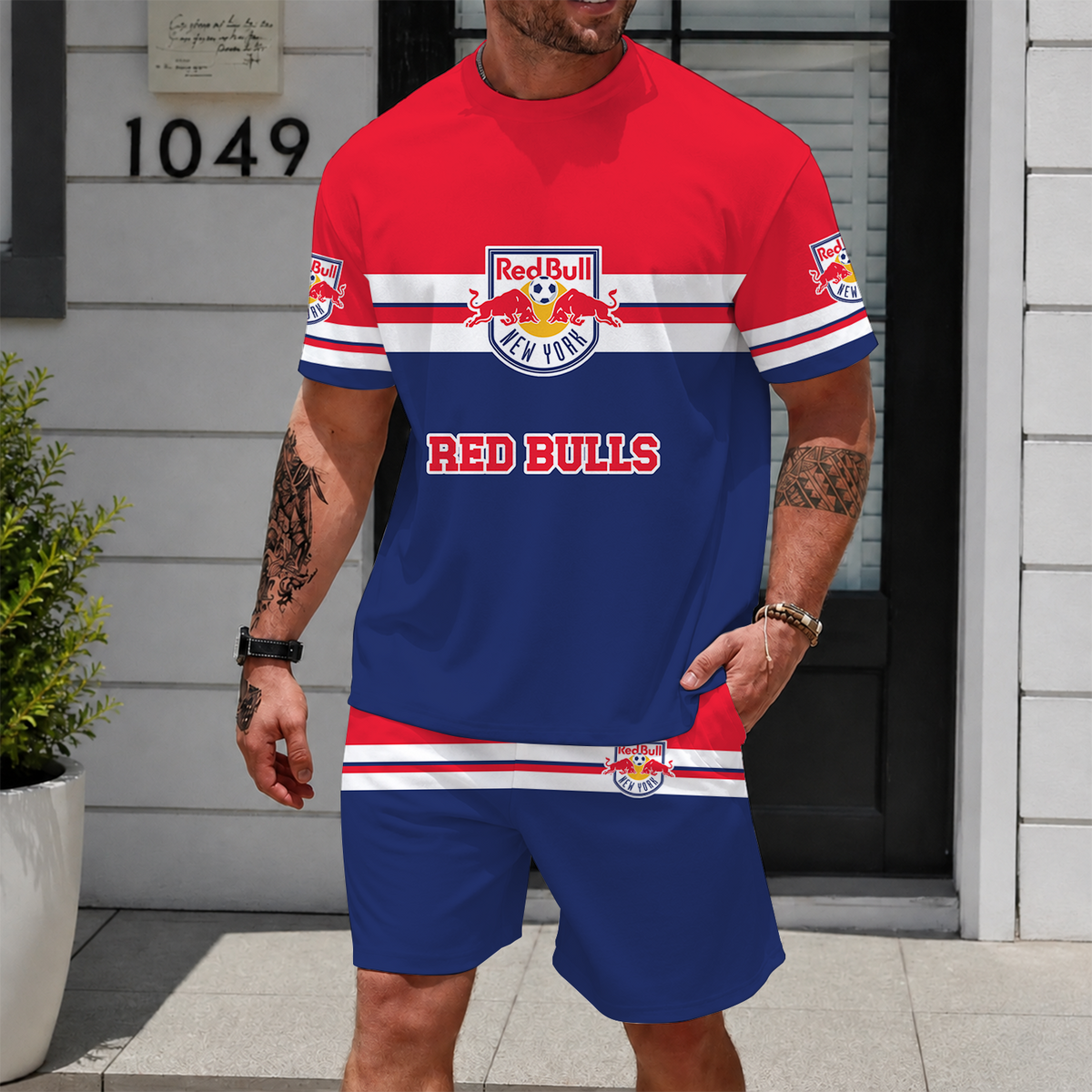 [GOAL DEAL] NEW CUSTOMIZED MLS01 NRB NEW YORK RED BULLS UNISEX T-SHIRT & SHORTS SET