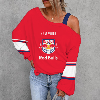 [GOAL DEAL] NEW CUSTOMIZED MLS01 NRB NEW YORK RED BULLS WOMEN'S OFF-SHOULDER LONG SLEEVE SHIRT