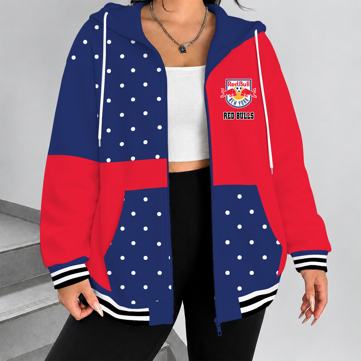 [GOAL DEAL] NEW CUSTOMIZED MLS01 NRB NEW YORK RED BULLS ZIP HOODIE