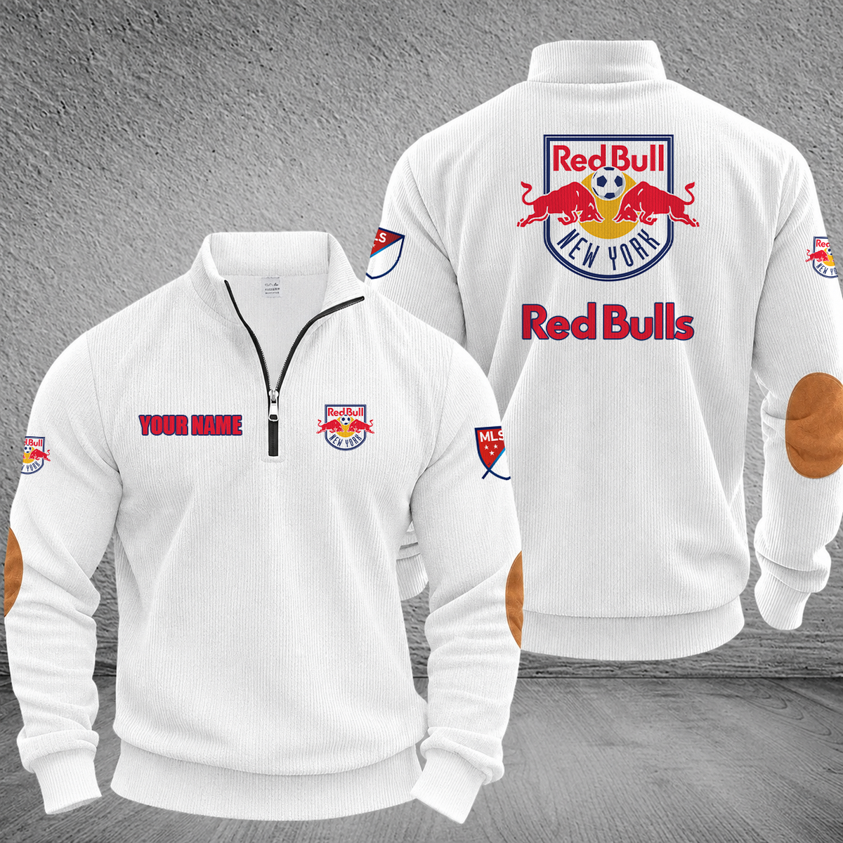 [GOAL DEAL] NEW CUSTOMIZED MLS01 NRB NEW YORK RED BULLS MULTICOLOR STRIPED QUATER ZIP SWEATSHIRT
