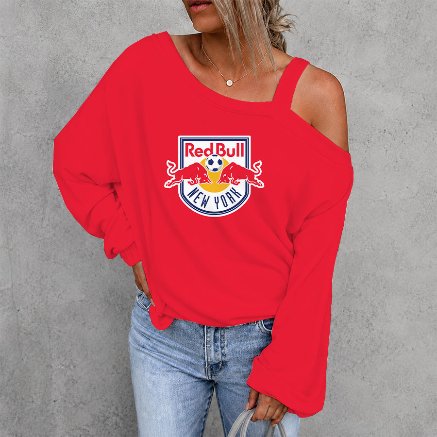 [GOAL DEAL] NEW CUSTOMIZED MLS01 NRB NEW YORK RED BULLS WOMEN'S OFF-SHOULDER LONG SLEEVE SHIRT