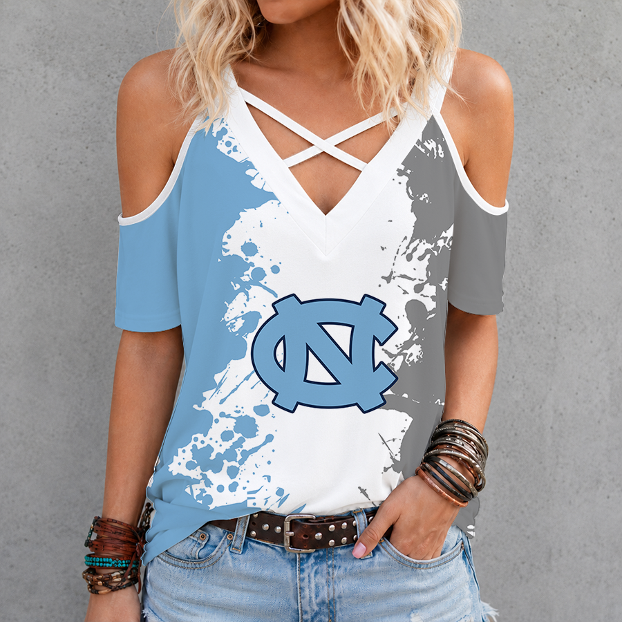[HOOPS SPECIAL] NEW CUSTOMIZED NCAA CFH01 NTH NORTH CAROLINA TAR HEELS CRISS CROSS V-NECK TOP
