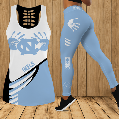 [HOOPS SPECIAL] NEW CUSTOMIZED NCAA CFH01 NTH NORTH CAROLINA TAR HEELS HOLLOW TANK TOP & LEGGINGS SET