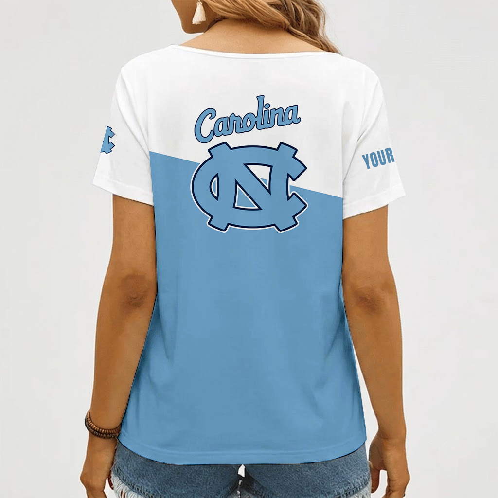 [HOOPS SPECIAL] NEW CUSTOMIZED NCAA CFH01 NTH NORTH CAROLINA TAR HEELS V-NECK FEMALE SHIRT