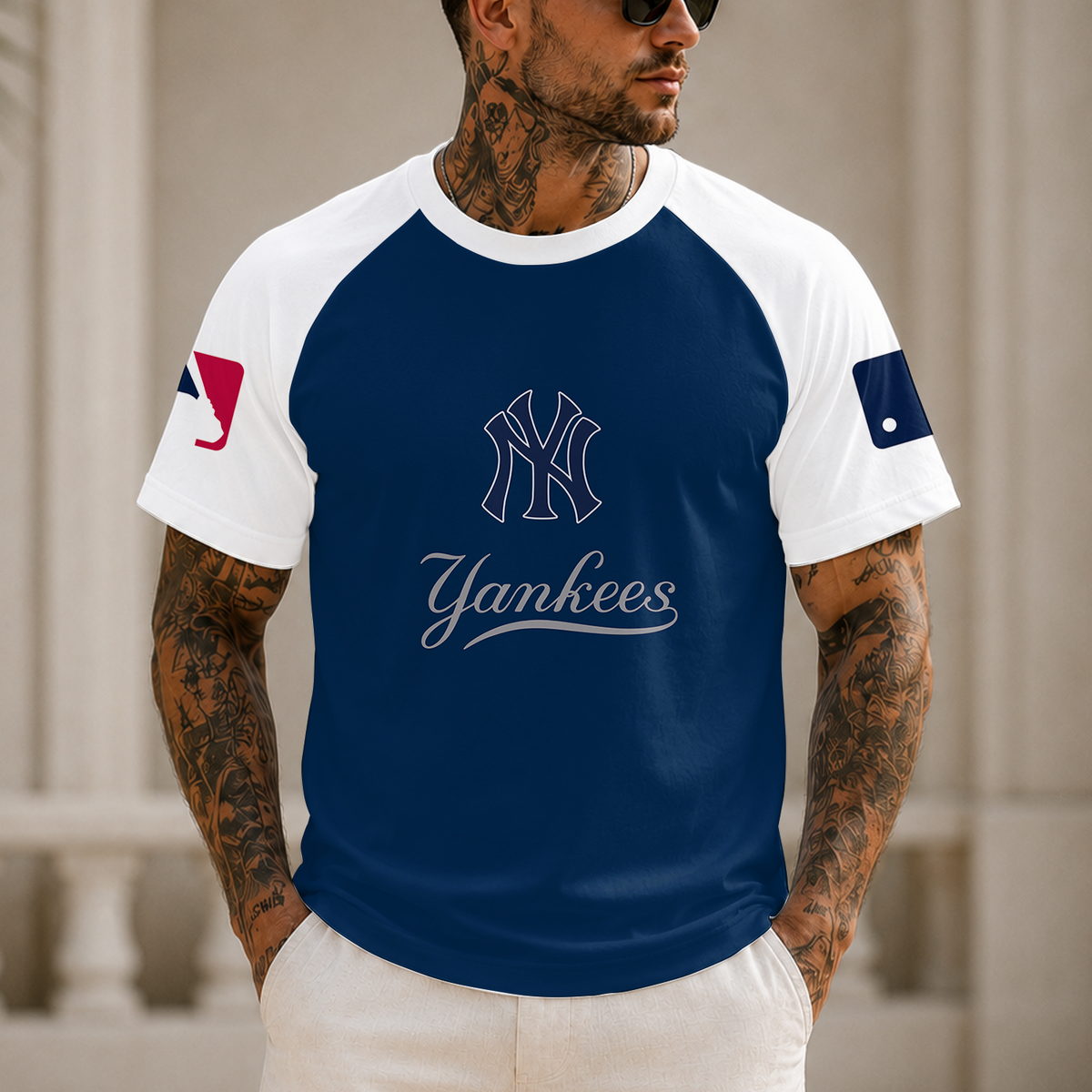 [HOMERUN DEAL] NEW MLB01 NYY NEW YORK YANKEES CUSTOMIZED RAGLAN TEE