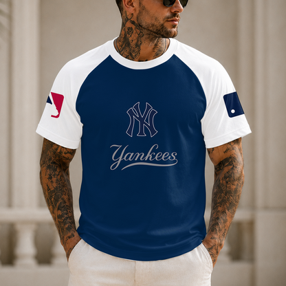 [HOMERUN DEAL] NEW MLB01 NYY NEW YORK YANKEES CUSTOMIZED RAGLAN TEE