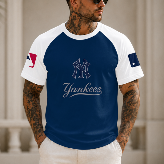 [HOMERUN DEAL] NEW MLB01 NYY NEW YORK YANKEES CUSTOMIZED RAGLAN TEE
