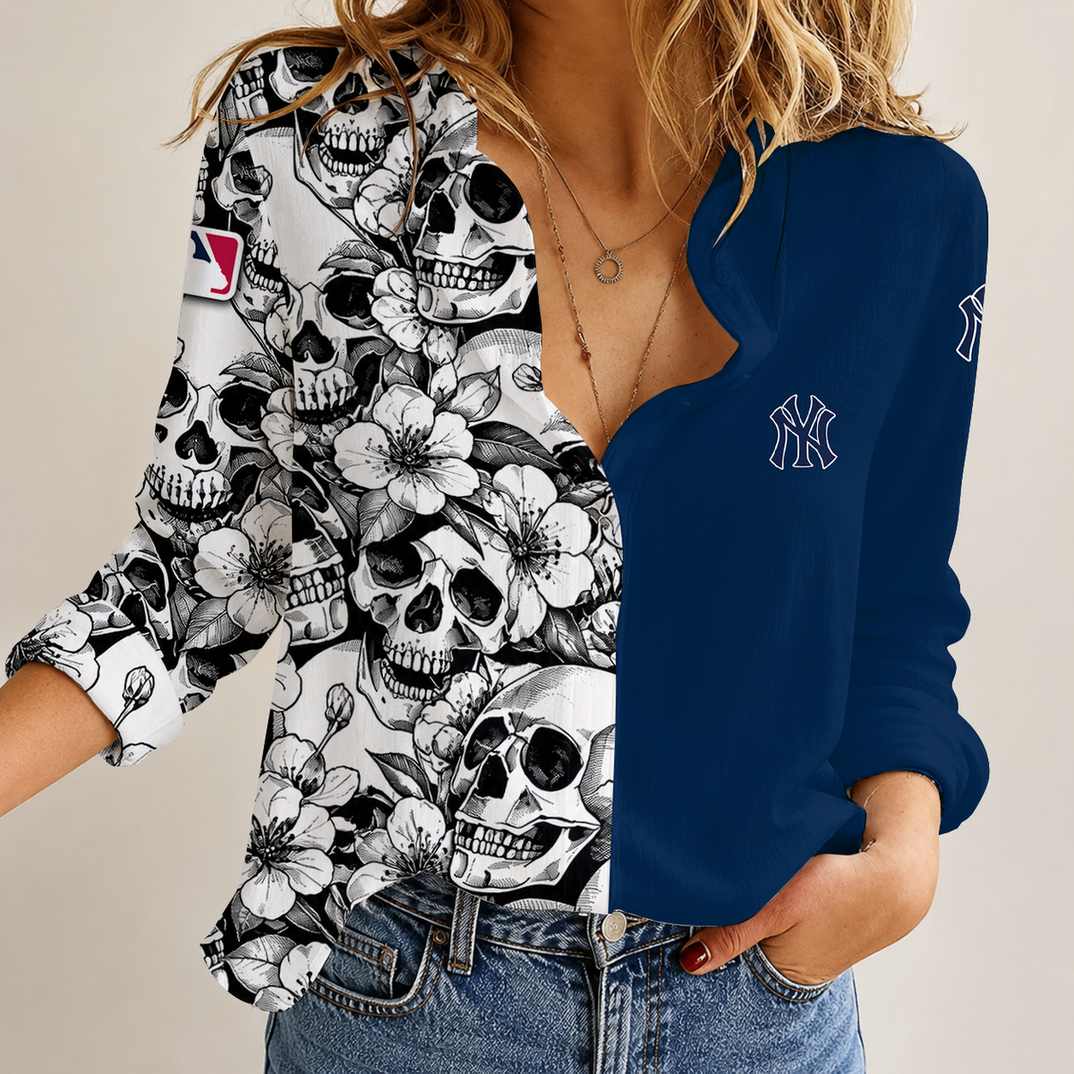 [HOMERUN DEAL] NEW CUSTOMIZED MLB01 NYY NEW YORK YANKEES WOMEN'S CASUAL SHIRT