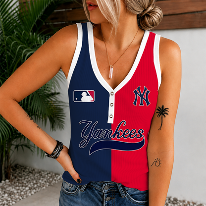 [HOMERUN DEAL] NEW CUSTOMIZED MLB01 NYY NEW YORK YANKEES WOMEN'S V-NECK TANK TOP