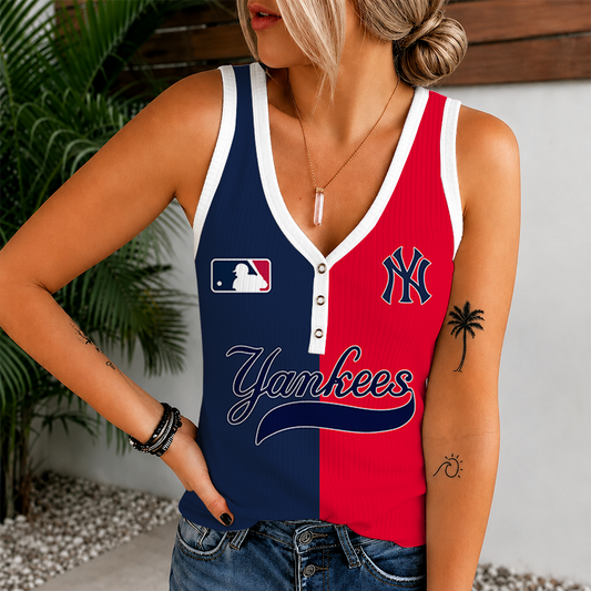 [HOMERUN DEAL] NEW CUSTOMIZED MLB01 NYY NEW YORK YANKEES WOMEN'S V-NECK TANK TOP