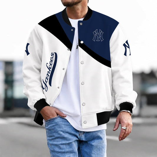 [HOMERUN DEAL] NEW CUSTOMIZED MLB01 NYY NEW YORK YANKEES SATIN VARSITY & BASEBALL JACKET