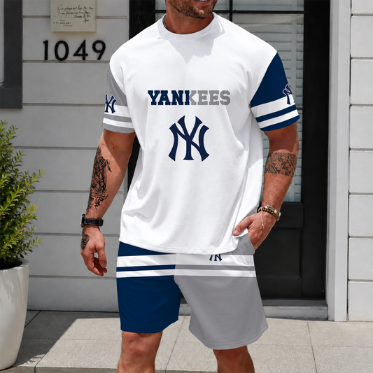 [HOMERUN DEAL] NEW CUSTOMIZED MLB01 NYY NEW YORK YANKEES UNISEX T-SHIRT & SHORTS SET