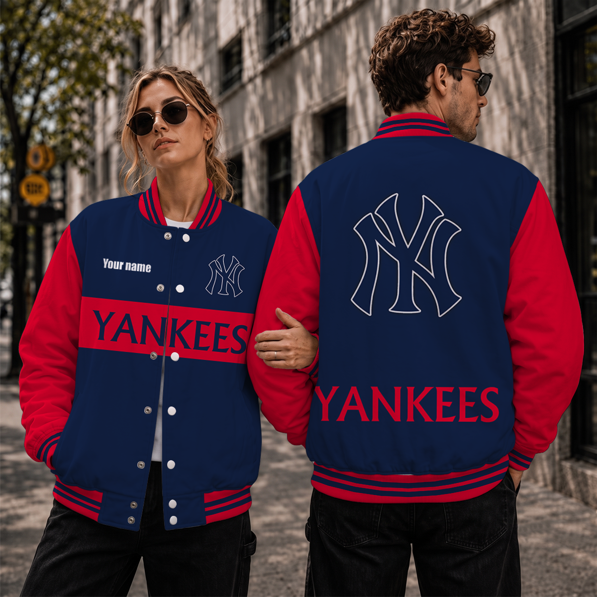 [HOMERUN DEAL] NEW CUSTOMIZED MLB01 NYY NEW YORK YANKEES SATIN VARSITY & BASEBALL JACKET