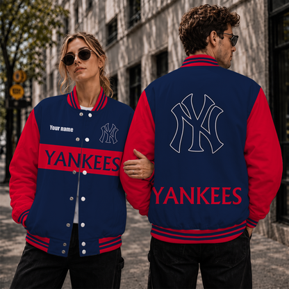 [HOMERUN DEAL] NEW CUSTOMIZED MLB01 NYY NEW YORK YANKEES SATIN VARSITY & BASEBALL JACKET